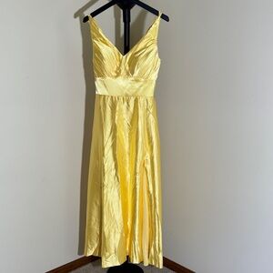 Elegant Yellow Satin Dress